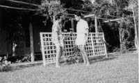 Ivor Davies & Tom George in the sergeants' mess garden, 1965