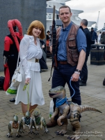 Owen and Claire from Jurassic World, cosplayers at London Comic Con 2016