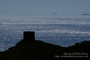 The beacon above the quarry at Abereiddy (Abereiddi), North Pembrokeshire
