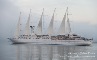 The Windstar Cruises Wind Surf leaving Goodwick, Pembrokeshire